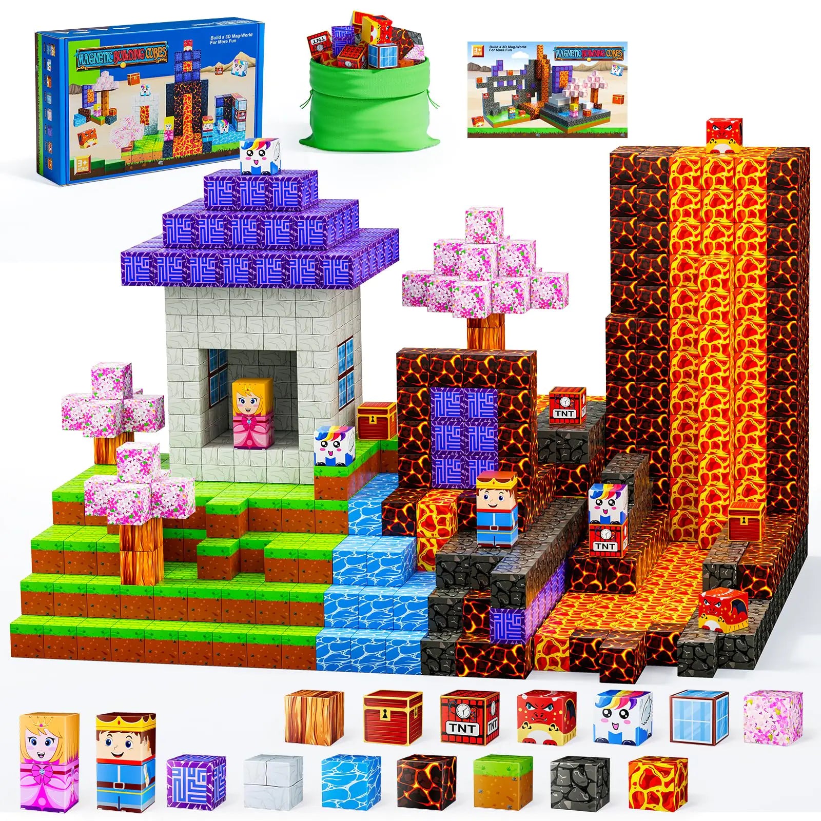 Magnetic Blocks - Build Magnet World Magic Portal Set Magnetic Tiles Building Blocks Toddler Toys STEM Sensory Outdoor Toys for 3+ Year Old Boys & Girls Creative Kids Games Kids Toys-120PCS